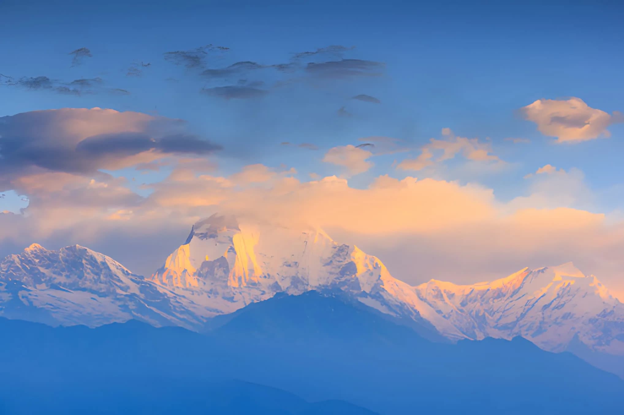 Annapurna massif clear skies above Mardi Himal