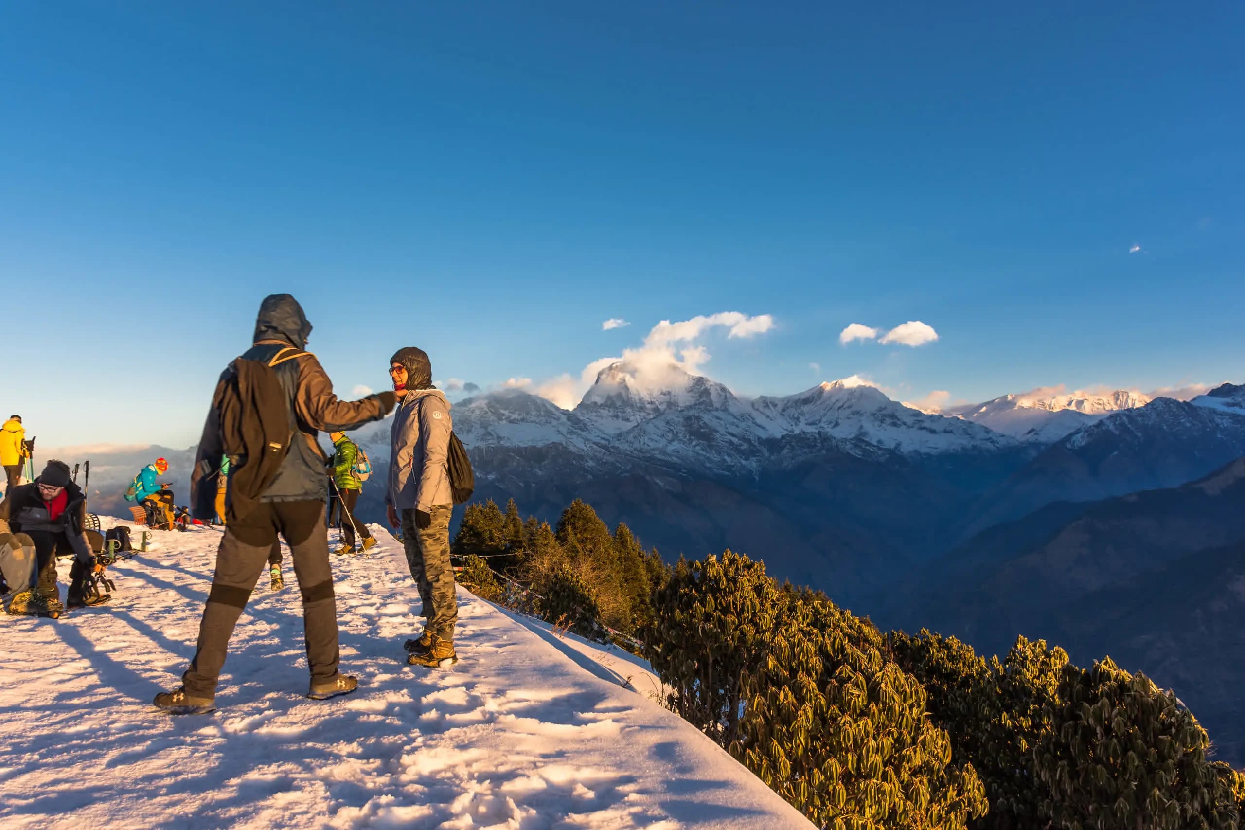 Sunrise over the Annapurna range above the Mardi Himal ridge