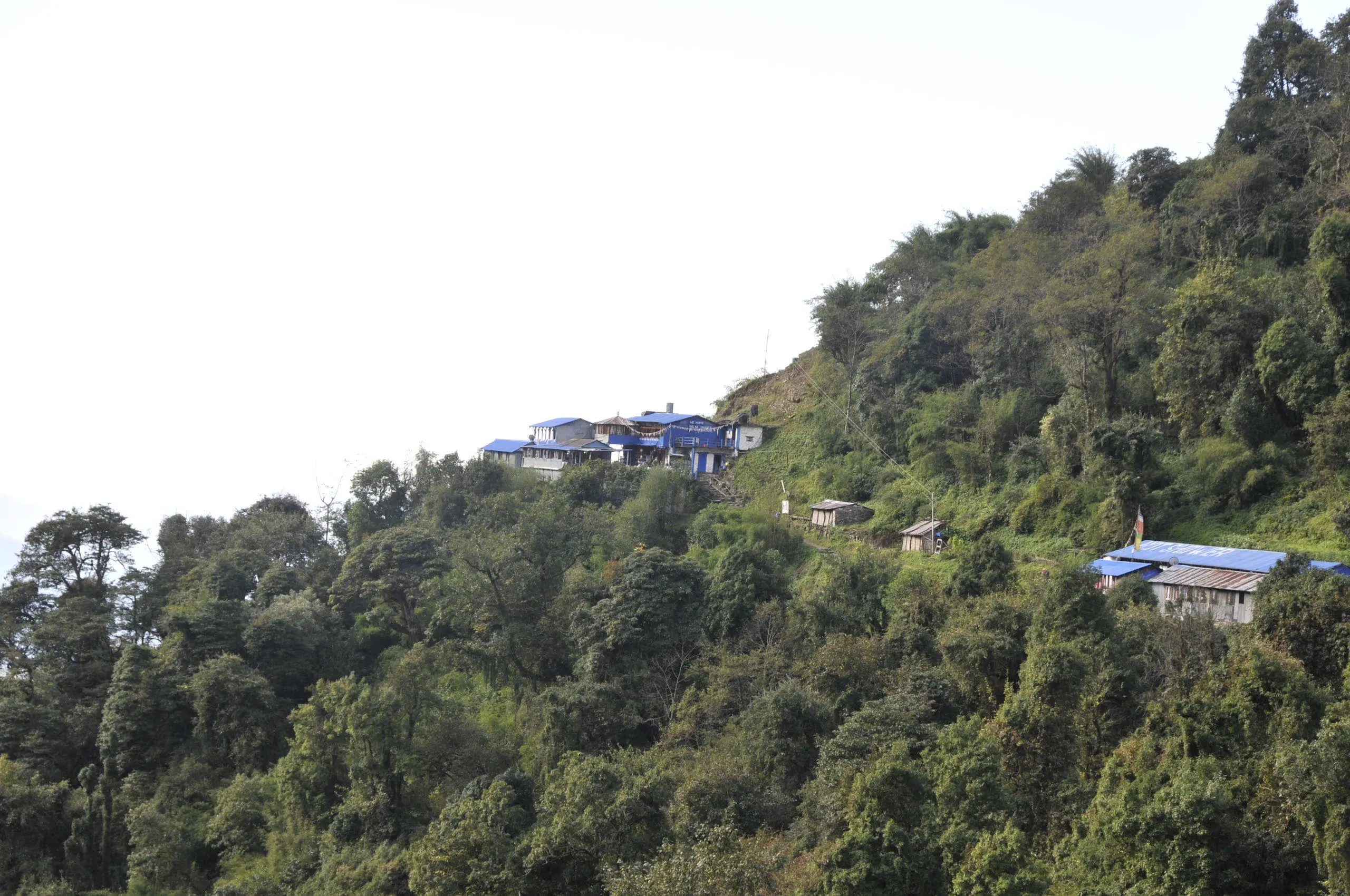 Teahouse lodges on the Mardi Himal ridge below the Annapurna massif
