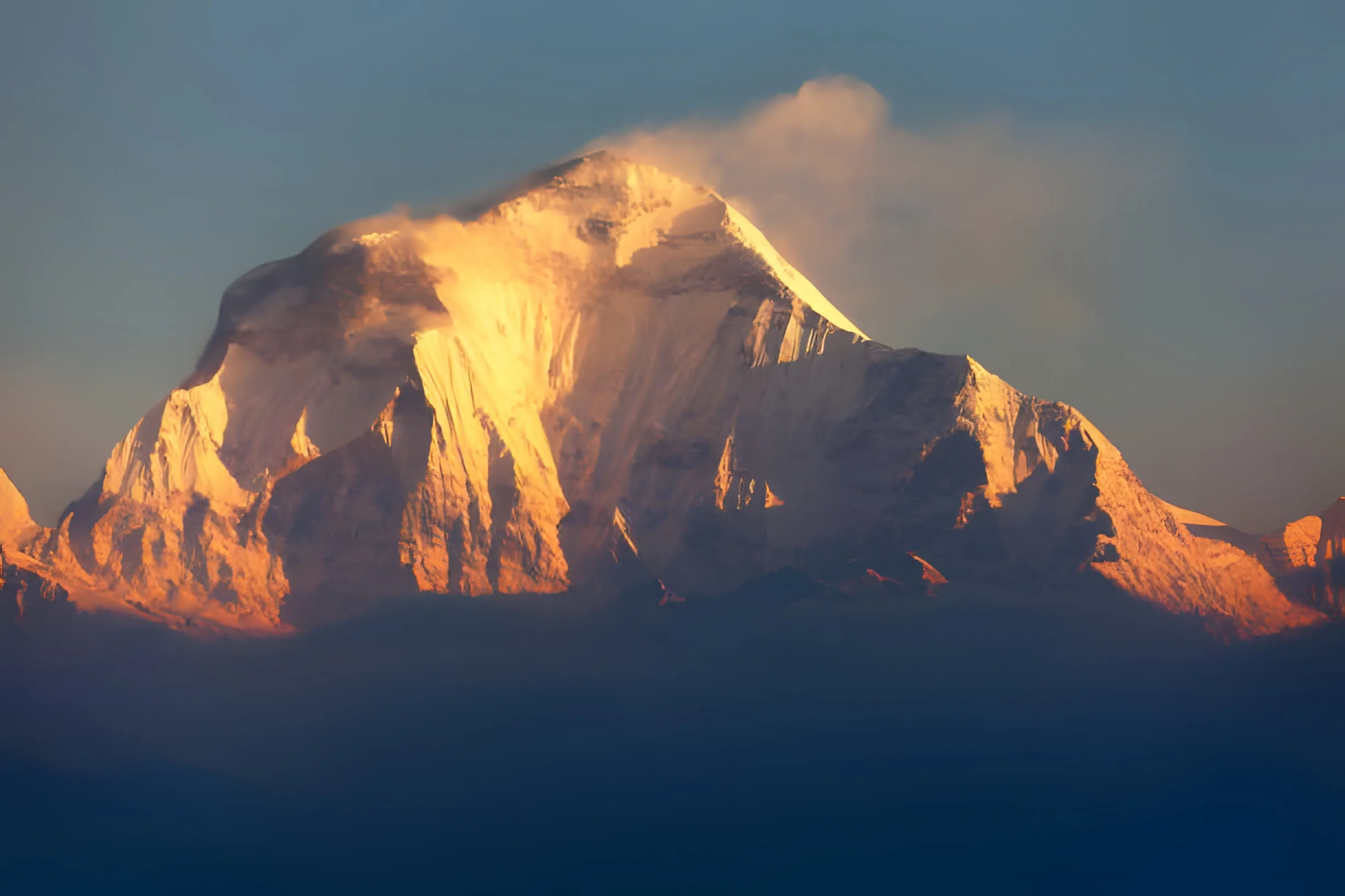Khopra Danda and the Mardi Himal ridge in the Annapurna region at sunrise