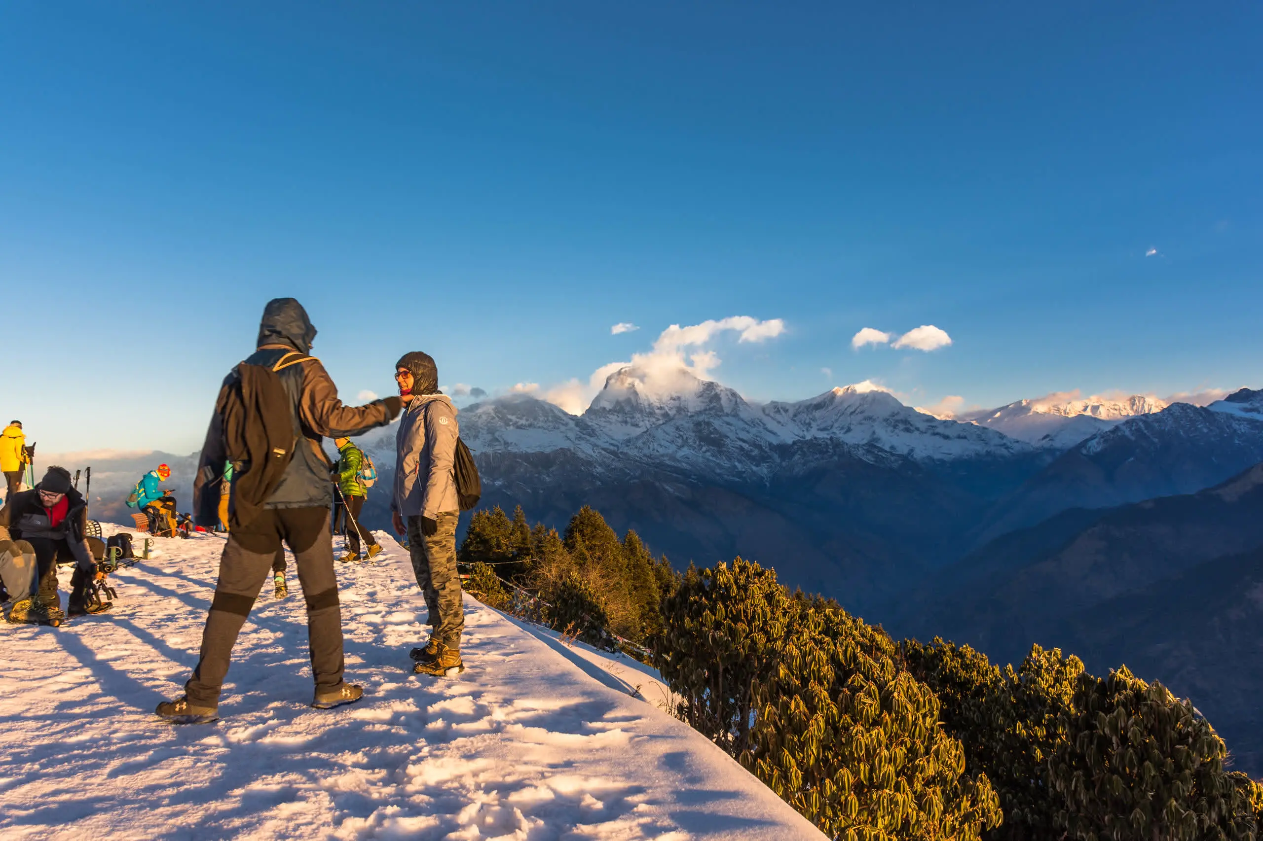 Sunrise over the Annapurna range above the Mardi Himal ridge